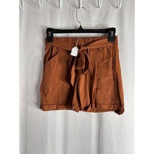 Kids Girls‎ Brown Waist Shorts Elastic Waist Tie Front Rolled Size 14/16 NEW
